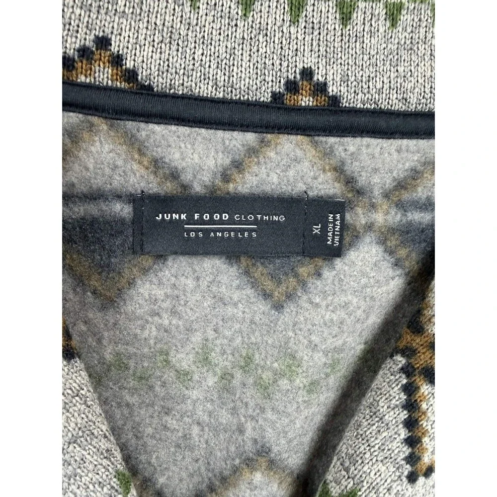 Junk Food Clothing Mens Shawl Collar Cardigan XL Brown Aztec Geometric Sweater